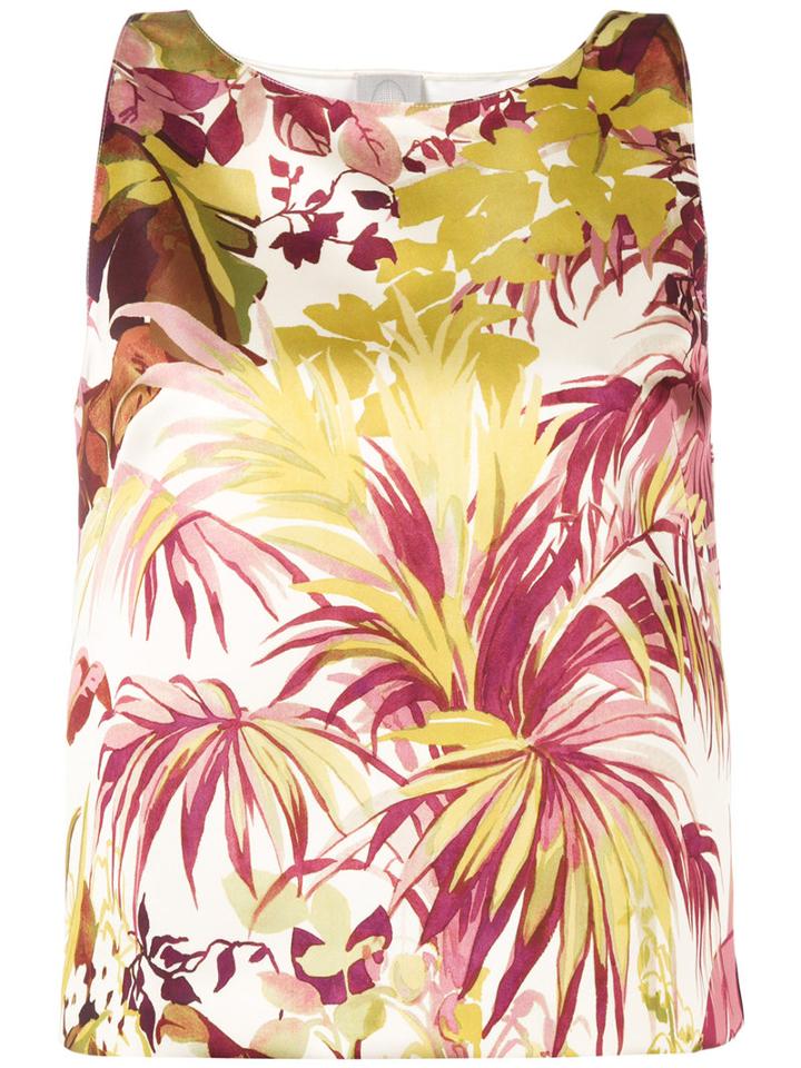 Eggs - Floral Print Cropped Tank - Women - Polyester - 42, Green, Polyester