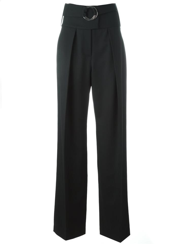 Preen By Thornton Bregazzi Belted Wide Leg Trousers, Women's, Size: Large, Black, Polyester/wool