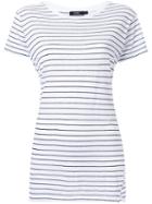 Bassike Striped Slim Vintage Neck T-shirt, Women's, Size: 12, White, Organic Cotton