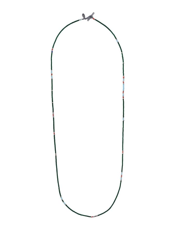 M. Cohen Green Bead Embellished Silver Necklace