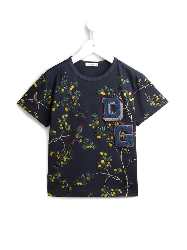 Dolce & Gabbana Kids Lemon Tree And Partridge Print T-shirt, Size: 8 Yrs, Blue