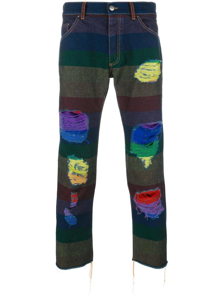 Palm Angels - Distressed Rainbow Jeans - Men - Cotton/polyester - 32, Cotton/polyester