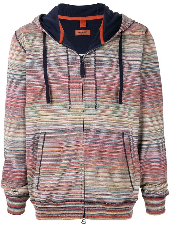 Missoni Striped Zip Front Hoodie - Pink