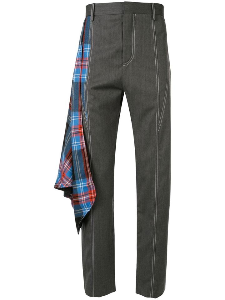 Charles Jeffrey Loverboy Check-panelled Trousers - Grey