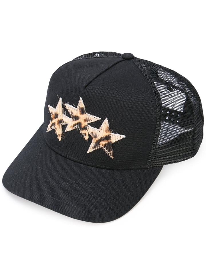 Amiri Baseball Cap With Leopard Stars - Black