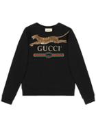 Gucci Gucci Logo Sweatshirt With Leopard - Black