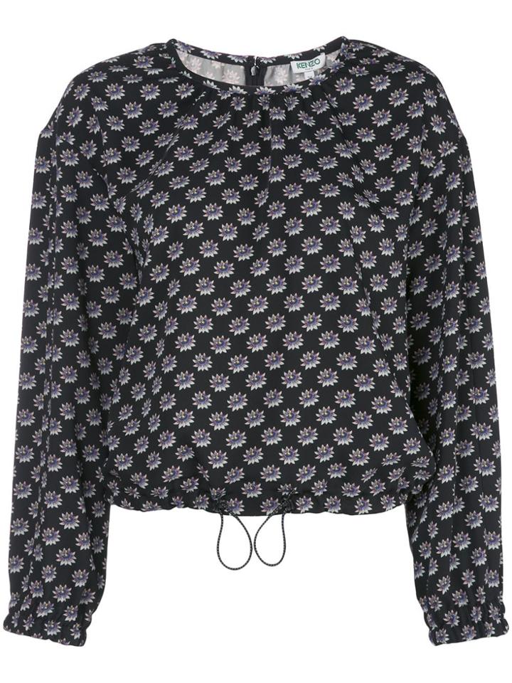 Kenzo Floral Printed Drawstring Blouse - Black