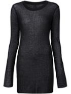 Barbara I Gongini Semi Sheer Ribbed Top, Women's, Size: 38, Black, Cotton/polyester