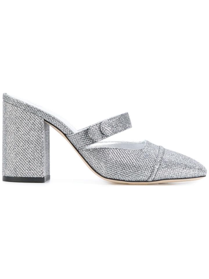 Alexa Chung Lurex Mules - Grey