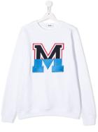 Msgm Kids Teen M Logo Patch Sweatshirt - White