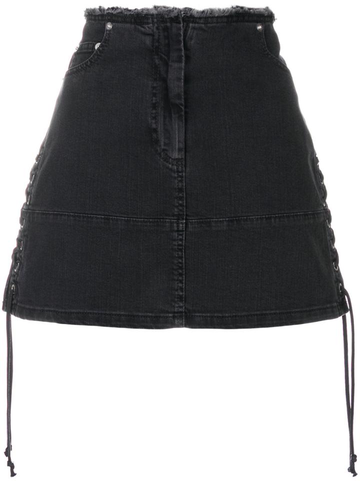 Mcq Alexander Mcqueen Lace-up Denim Mini Skirt - Grey