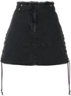 Mcq Alexander Mcqueen Lace-up Denim Mini Skirt - Grey