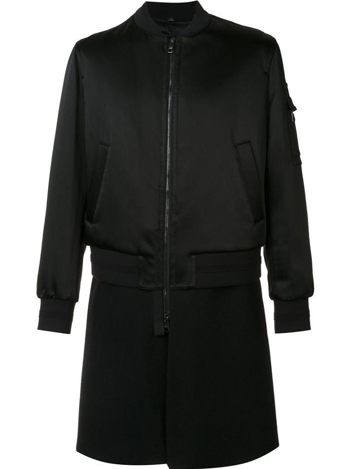 Neil Barrett Bomber-style Coat, Men's, Size: 52, Black, Polyamide/polyester/acetate/wool