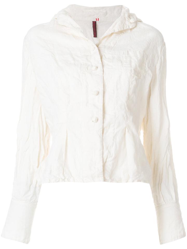 Daniela Gregis Crinkle-effect Peplum Shirt - Nude & Neutrals