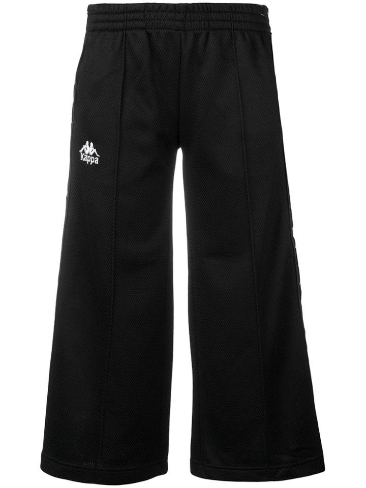 Kappa Cropped Logo Stripe Track Pants - Black