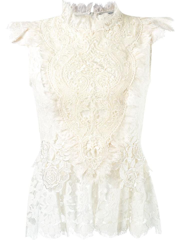 Martha Medeiros Ruffled Lace Blouse, Women's, Size: 40, White, Silk/cotton/polypropylene