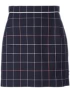 Thom Browne Check Overlay Skirt, Women's, Size: 42, Blue, Cotton/wool/silk