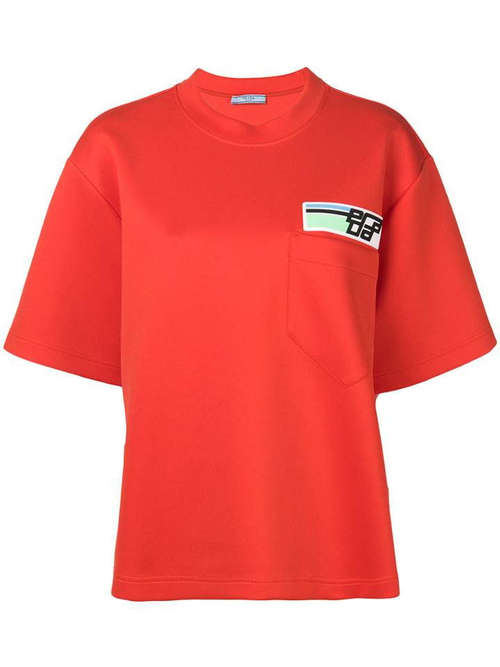 Prada Logo Patch Technical Pocket Tee - Yellow & Orange