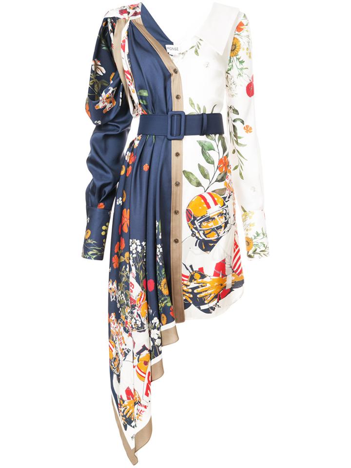 Monse Off Shoulder Asymmetric Dress - Multicolour
