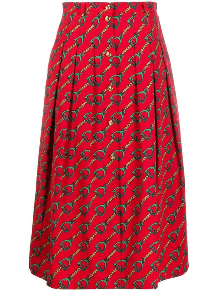 Gucci Chain Print Midi Skirt - Red