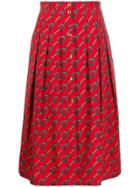 Gucci Chain Print Midi Skirt - Red