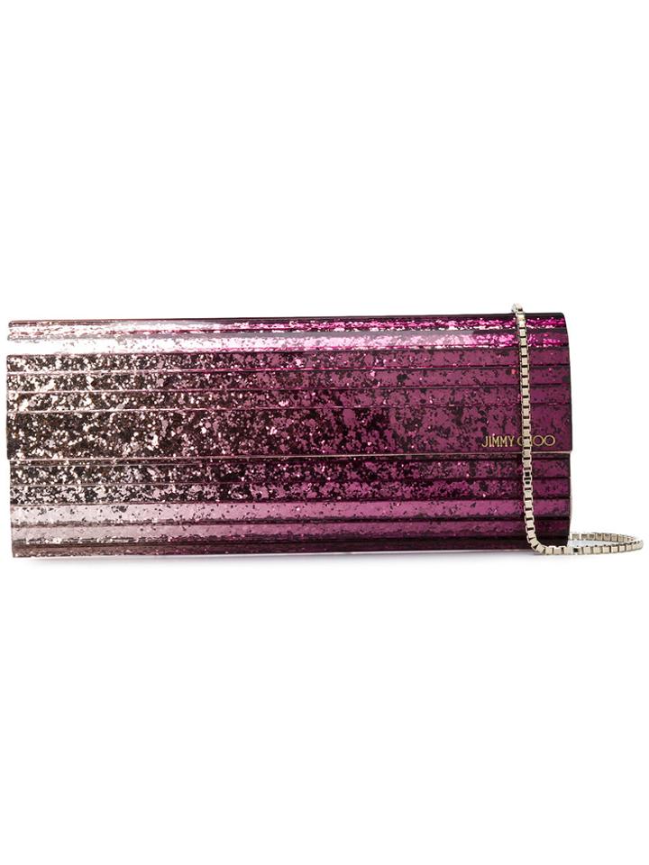 Jimmy Choo Sweetie Dégradé Glittered Clutch - Pink & Purple