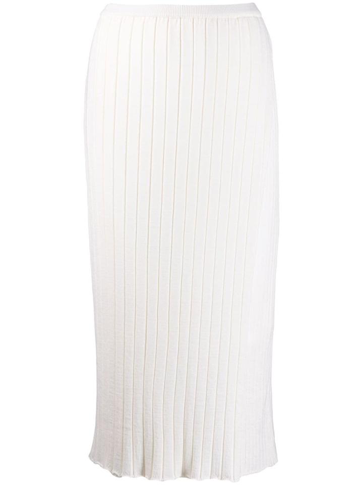 Le 17 Septembre Ribbed-knit Midi Skirt - White