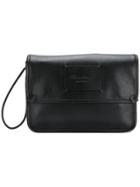 Santoni Foldover Logo Clutch Bag - Black