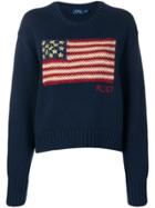 Polo Ralph Lauren Flag Knit Slouchy Sweater - Blue