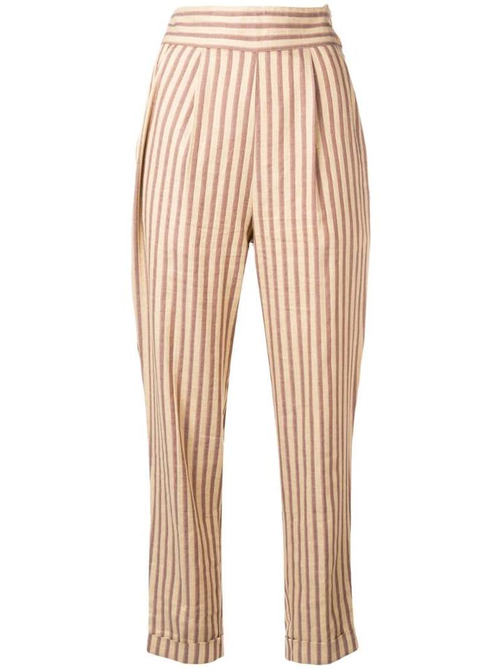 Romeo Gigli Pre-owned 1990's Striped Trousers - Brown