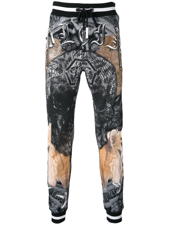 Philipp Plein - Printed Track Pants - Men - Cotton - L, Black, Cotton