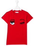 Chiara Ferragni Kids Beaded Wink T-shirt - Red