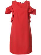 Blugirl Ruffled Cold Shoulder Mini Dress - Red
