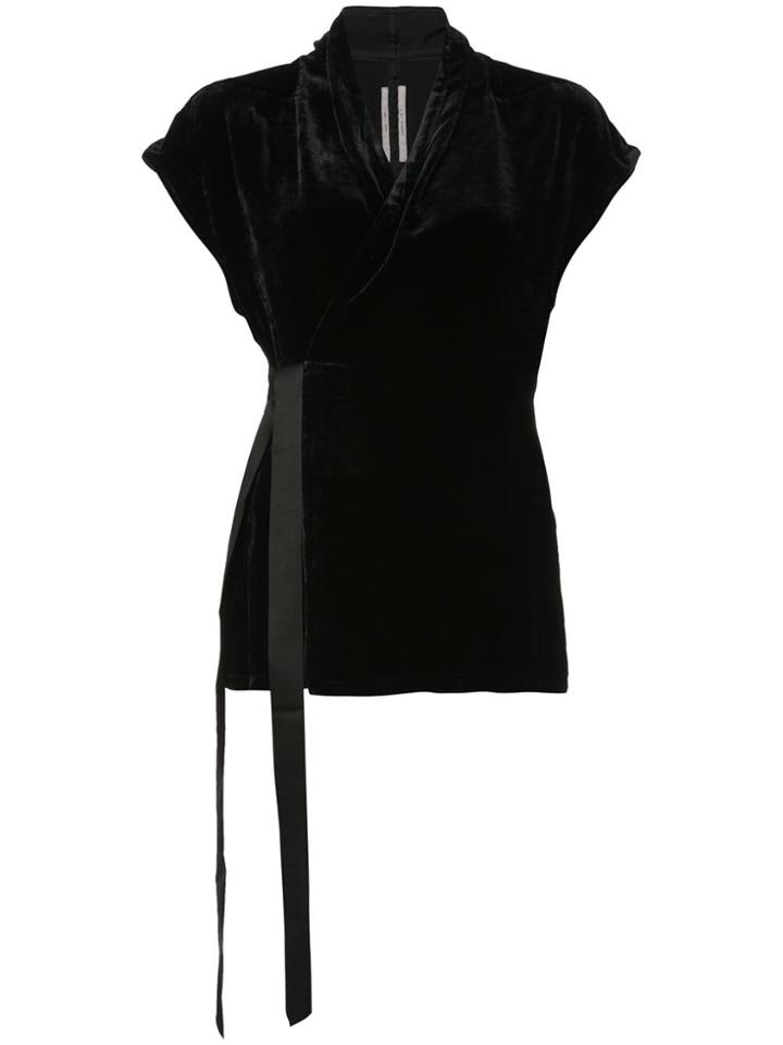 Rick Owens Velvet Shortsleeved Blouse - Black