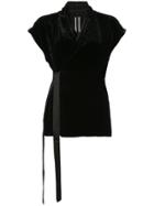 Rick Owens Velvet Shortsleeved Blouse - Black