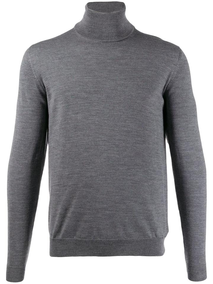 Zanone Fine Knit Roll Neck Sweater - Grey