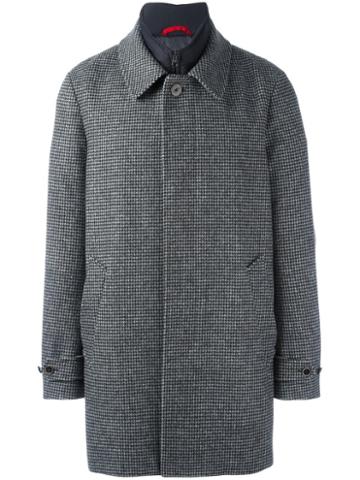 Fay Houndstooth Pattern Coat, Men's, Size: Xl, Black, Polyamide/polyester/other Fibres