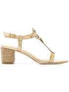 Tory Burch Chunky Heel Sandals - Metallic