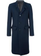 Umit Benan Notched Lapel Mid-length Coat, Men's, Size: 48, Blue, Virgin Wool/viscose