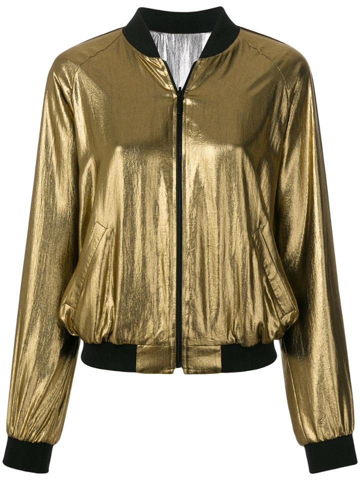 Barbara Bui Zipped Metallic Bomber Jacket