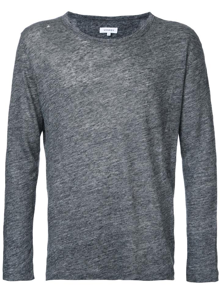 Venroy - Longsleeved T-shirt - Men - Linen/flax - L, Grey, Linen/flax