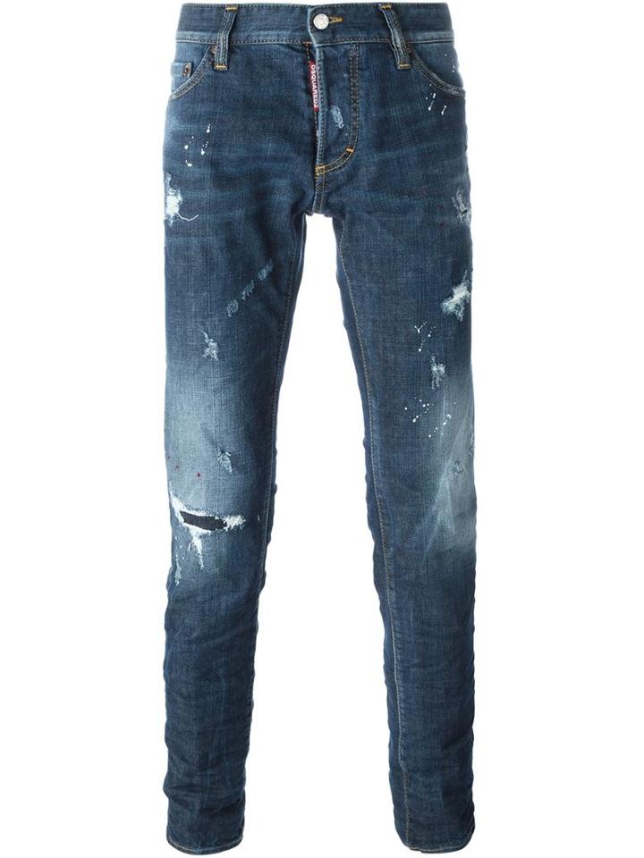 Dsquared2 Slim Jeans, Men's, Size: 48, Blue, Cotton/spandex/elastane/polyester