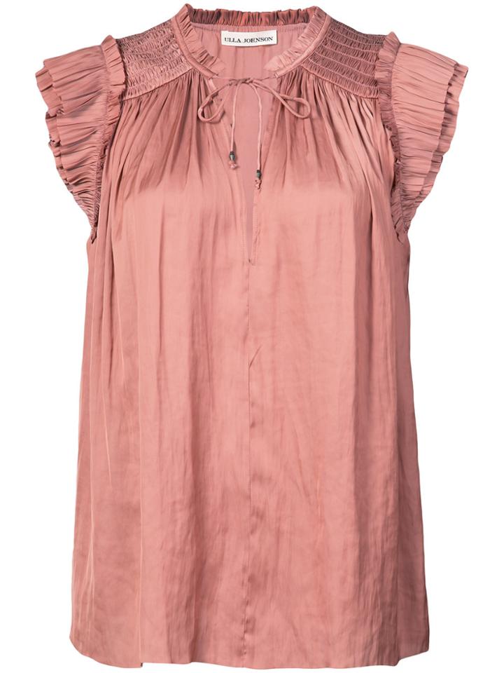 Ulla Johnson Tie Neck Blouse - Pink & Purple