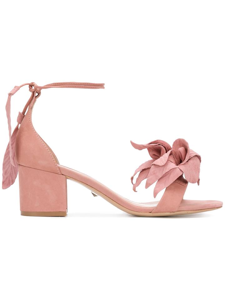 Schutz Open Toe Flower Sandals - Pink & Purple