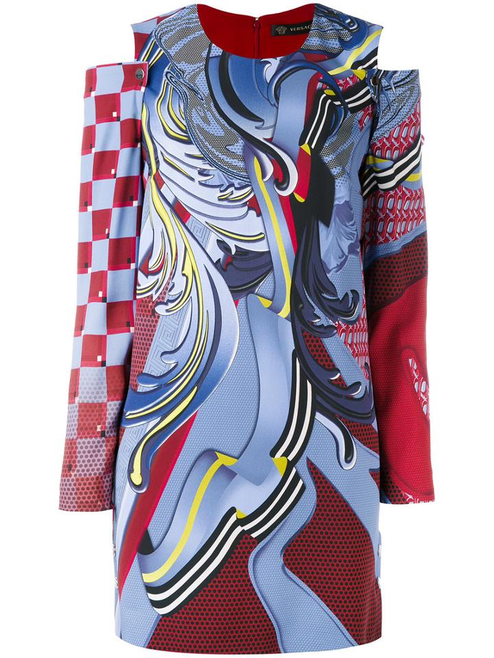 Versace - Art Print Dress - Women - Silk/acetate/viscose - 38, Red, Silk/acetate/viscose