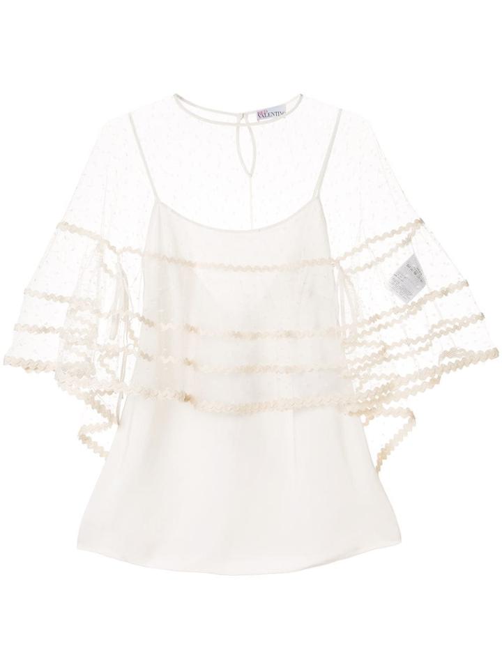 Red Valentino Redvalentino Tiered Mesh Cape - White