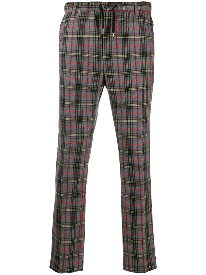 Daniele Alessandrini Check Pattern Regular Trousers - Grey