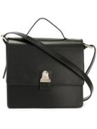 Mm6 Maison Margiela Push-lock Cross Body Bag, Women's, Black, Calf Leather/polyester/pvc