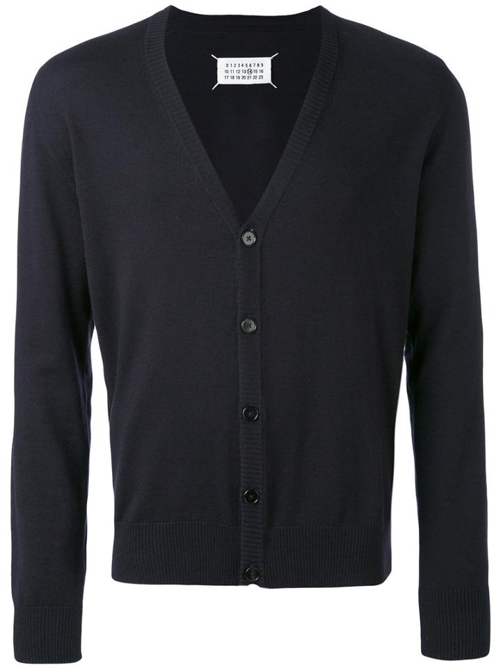 Maison Margiela - Knitted Cardigan - Men - Cotton/leather/wool - L, Blue, Cotton/leather/wool