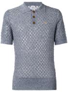 Vivienne Westwood Man Open Knit Polo Shirt, Men's, Size: Xs, Blue, Cotton/linen/flax/polyamide